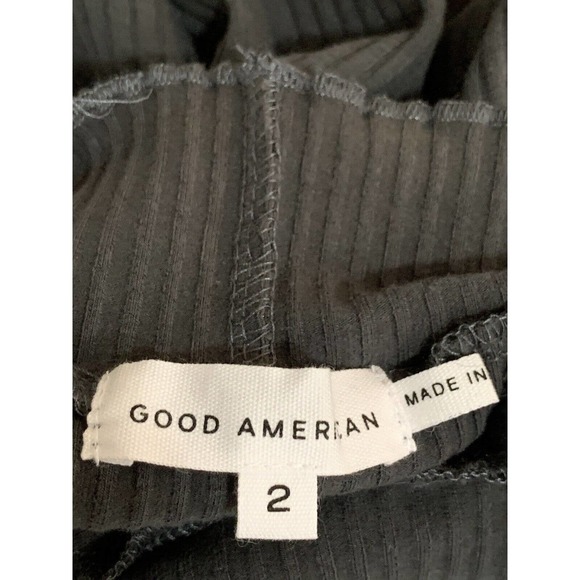 Good American Gray Ink Ribbed Cropped Mock Turtleneck Top Size 2 Small - Picture 4 of 7